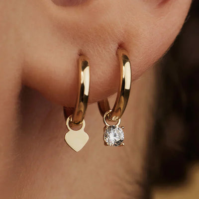 Boucles d'oreilles créoles avec pierres Larmes de Lune | Or