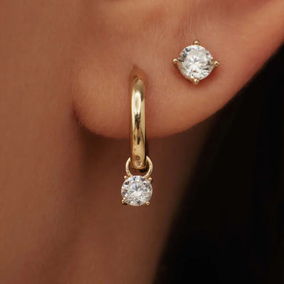 Boucles d'oreilles créoles avec pierres Larmes de Lune | Or