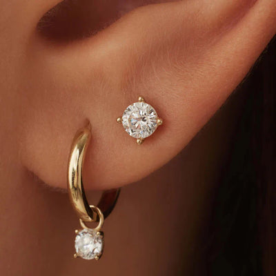Boucles d'oreilles avec pierres Larmes de Lune | Or