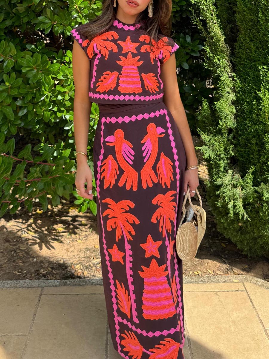 Katia - Ensemble imprimé Top et Jupe