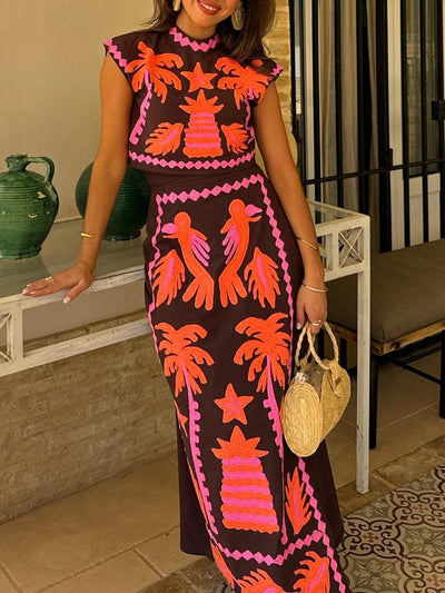 Katia - Ensemble imprimé Top et Jupe