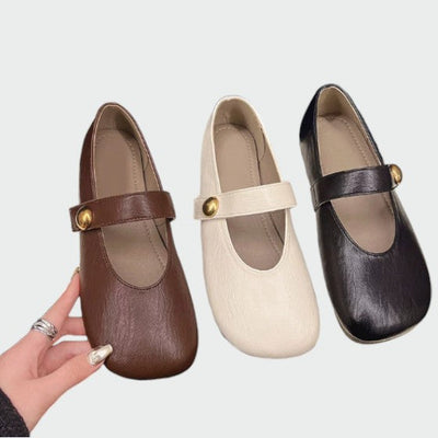 Olivia - Chaussures Mary Jane à Bout Rond avec Bouton