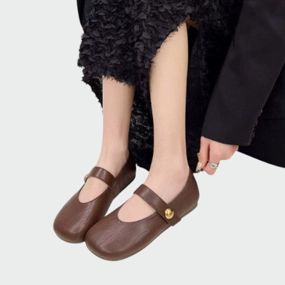 Olivia - Chaussures Mary Jane à Bout Rond avec Bouton
