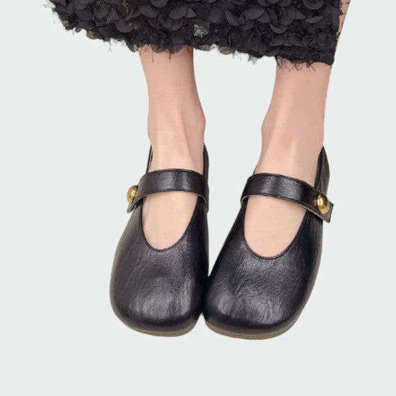 Olivia - Chaussures Mary Jane à Bout Rond avec Bouton