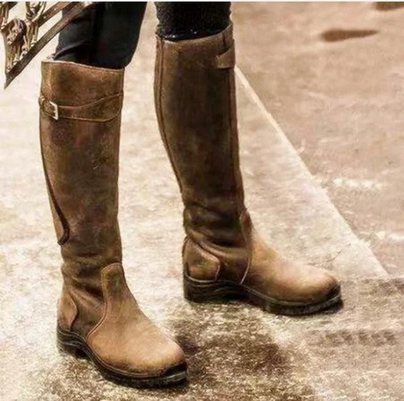 Bottes d'équitation en cuir imperméable pour femmes