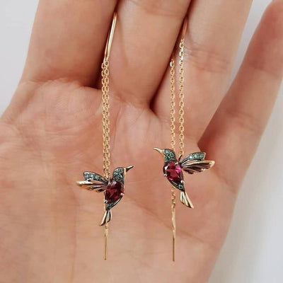 Ophira | Boucles d'oreilles en émail colibri et zircon