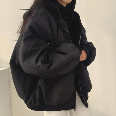 Veste à capuche réversible en laine teddy