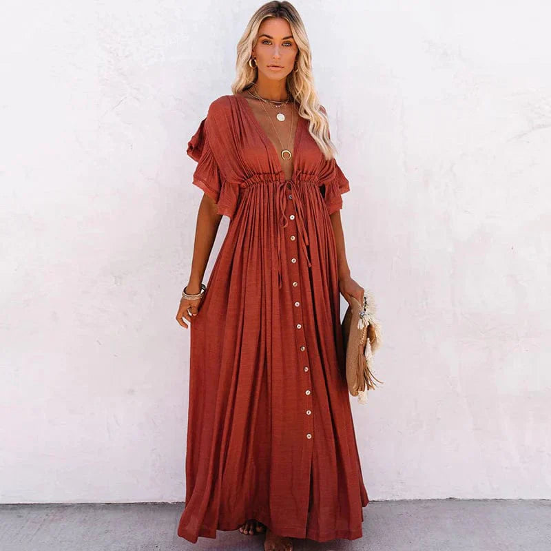 Julie™ - Robe Longue Rouge de Plage