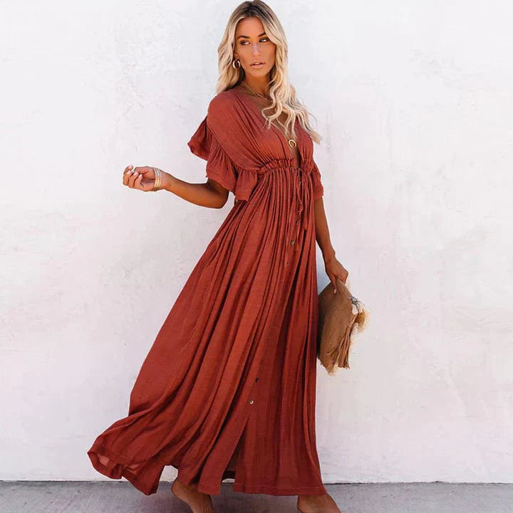 Julie™ - Robe Longue Rouge de Plage