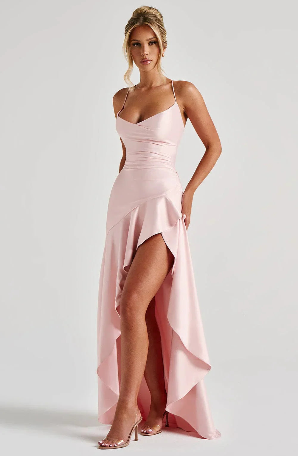 Robe Maxi en Satin à Volants L’atelier D’amélie