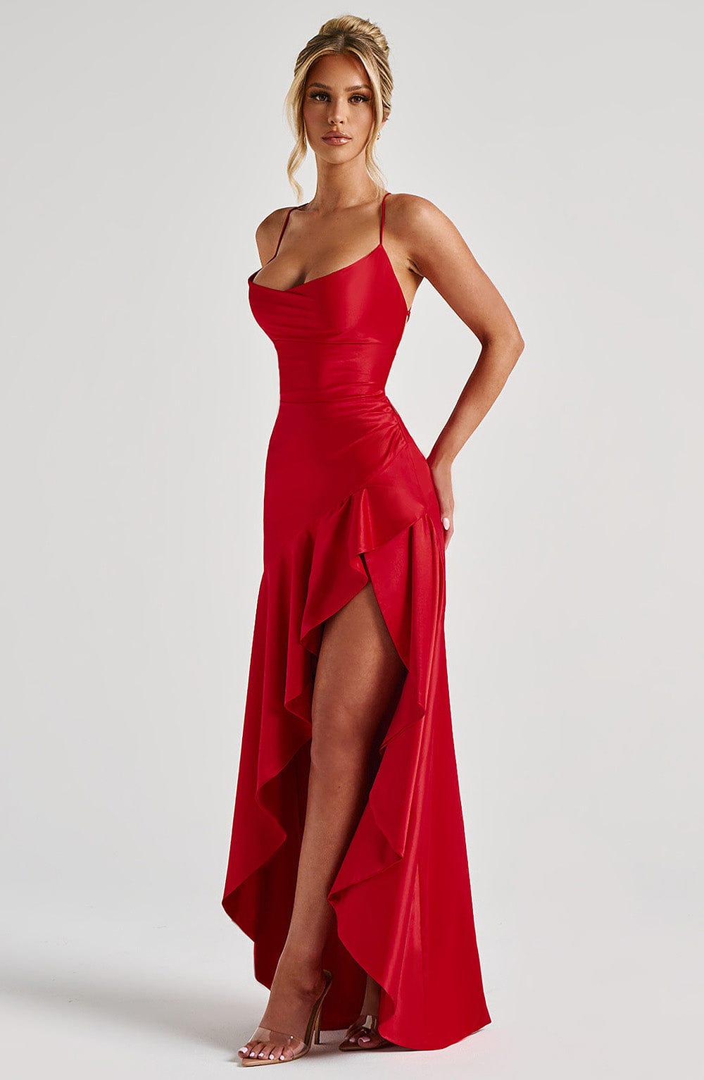 Robe Maxi en Satin Ruffle L’atelier D’amélie
