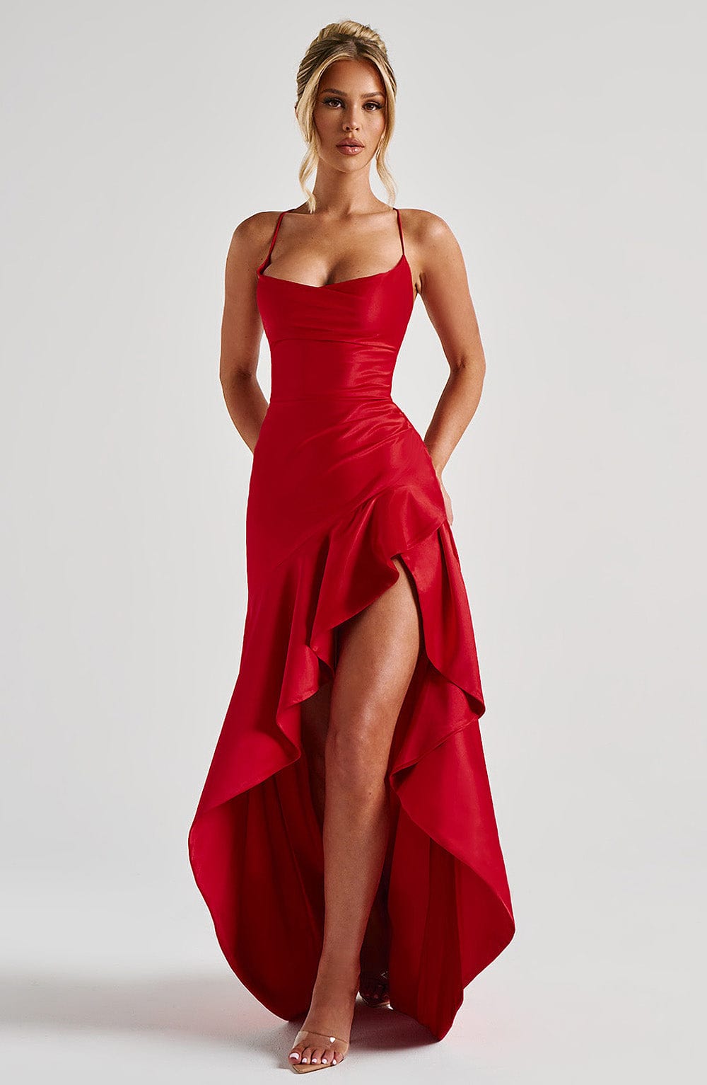 Robe Maxi en Satin Ruffle L’atelier D’amélie