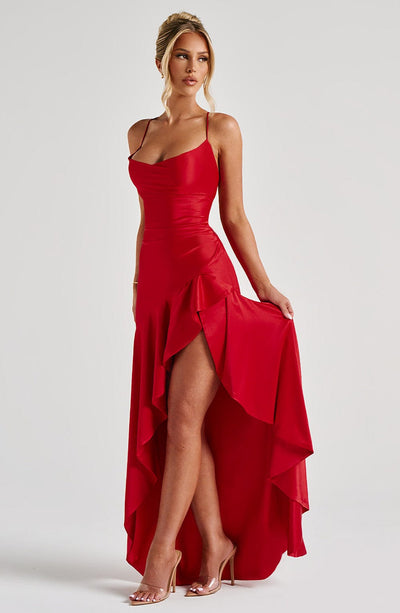 Robe Maxi en Satin à Volants L’atelier D’amélie