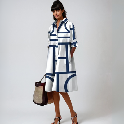 SELENE™ | ROBE MIDI AVEC MOTIF GÉOMÉTRIQUE