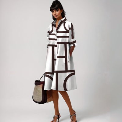 SELENE™ | ROBE MIDI AVEC MOTIF GÉOMÉTRIQUE