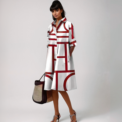 SELENE™ | ROBE MIDI AVEC MOTIF GÉOMÉTRIQUE