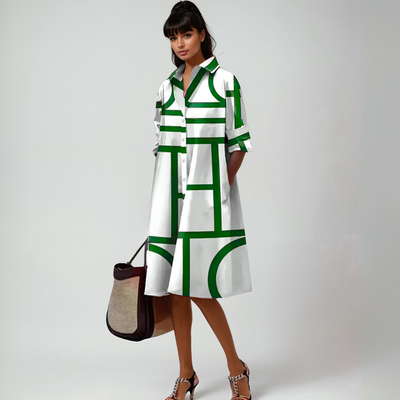 SELENE™ | ROBE MIDI AVEC MOTIF GÉOMÉTRIQUE