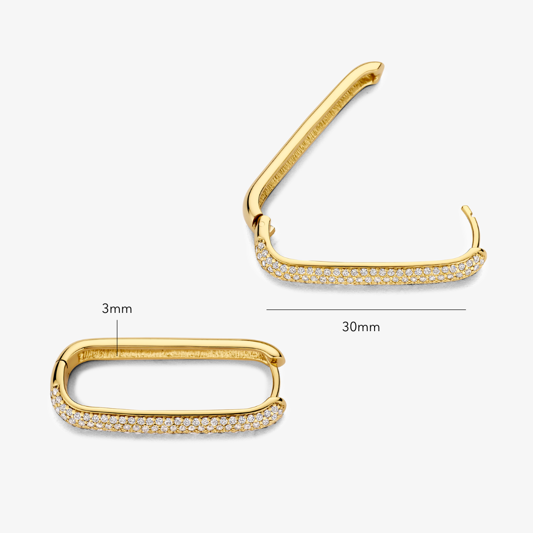 Boucles d'oreilles créoles avec grandes icônes pavé | Or