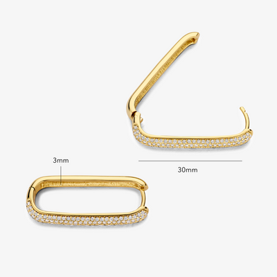 Boucles d'oreilles créoles avec grandes icônes pavé | Or