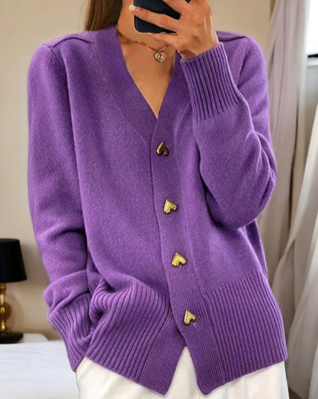 Chasie | Cardigan Élégant à Boutons en Forme de Cœur