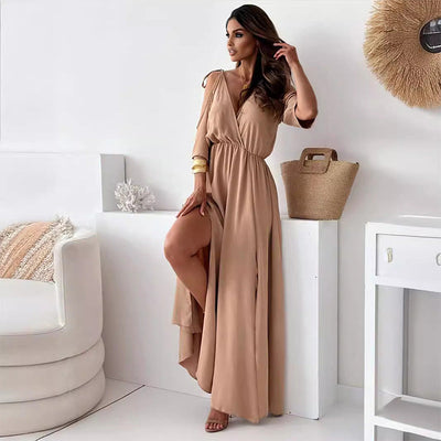 Billie - Robe Maxi avec Fente Tendance et Décolleté en V