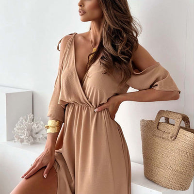Billie - Robe Maxi avec Fente Tendance et Décolleté en V