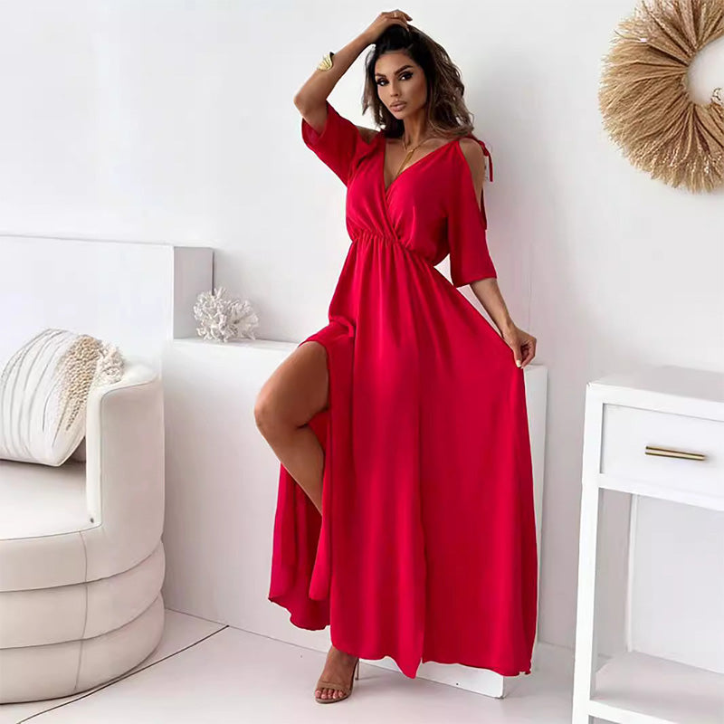 Billie - Robe Maxi avec Fente Tendance et Décolleté en V
