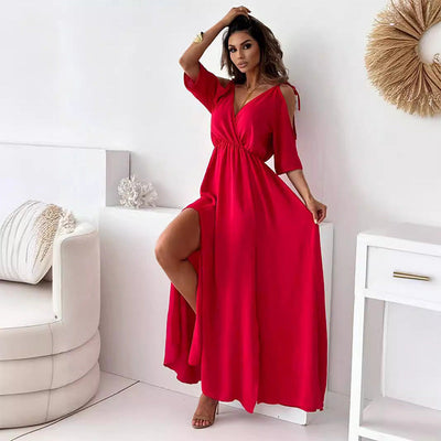 Billie - Robe Maxi avec Fente Tendance et Décolleté en V