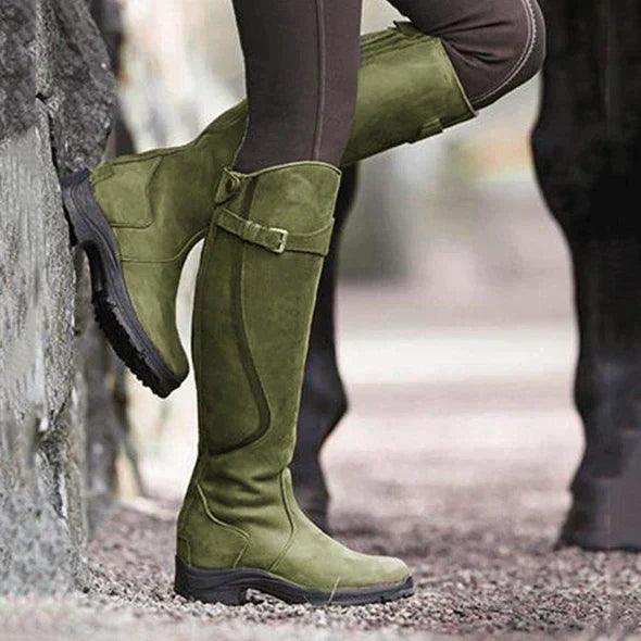 Bottes d'équitation en cuir imperméable pour femmes