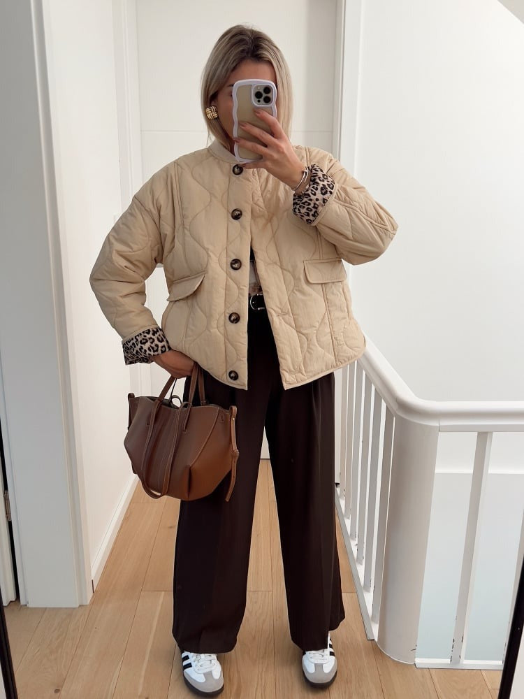 Noémie™ Veste élégante avec doublure léopard