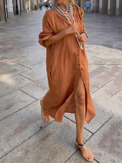 Antonia™ | Robe longue en lin avec boutons