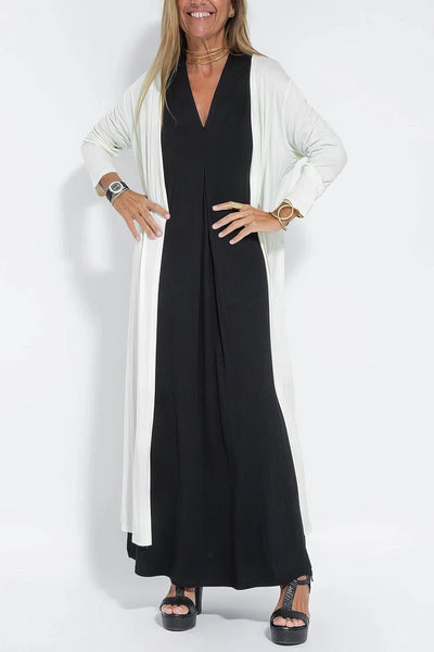 Robe longue élégante + cardigan assorti OFFERT