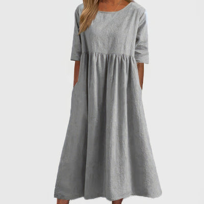 Robe en coton à col rond et poches